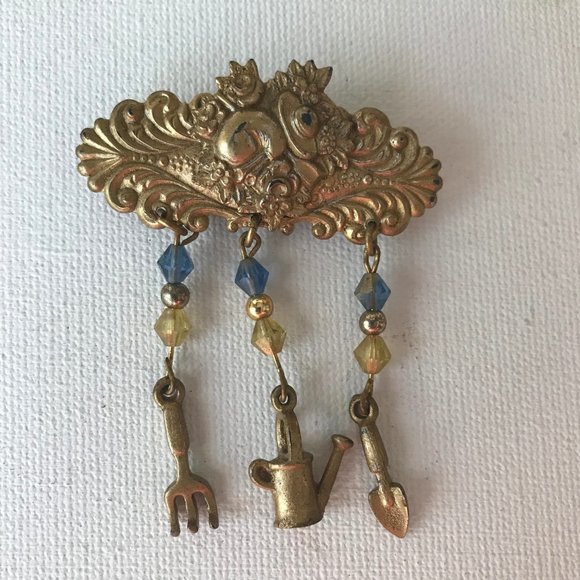 Gardener Pin Brooch Handmade VTG Gardening Tools - Picture 2 of 8